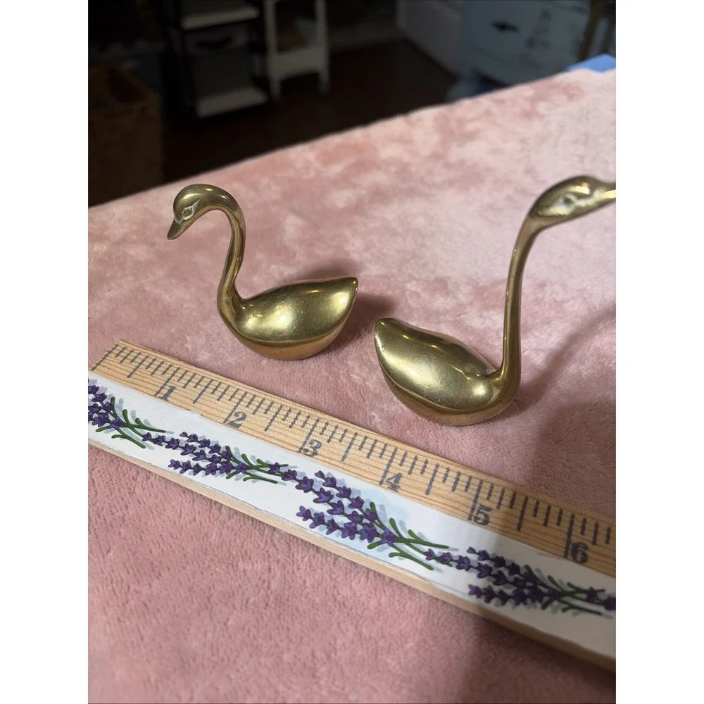 Vintage Penco Small Brass Swans, Taiwan, Set Of 2, Miniature. Cottage Core.